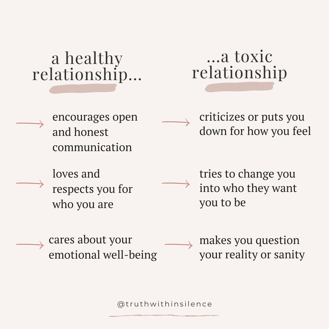 A healthy relationship vs. a toxic relationship